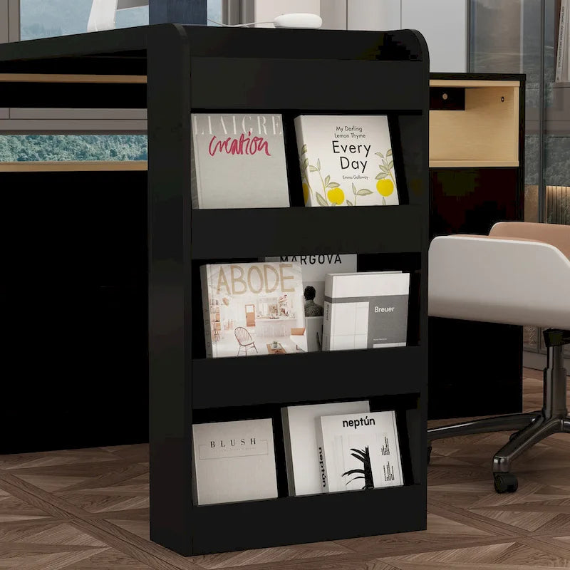 White / Black Modern L-Shape Desk Dresser – Single