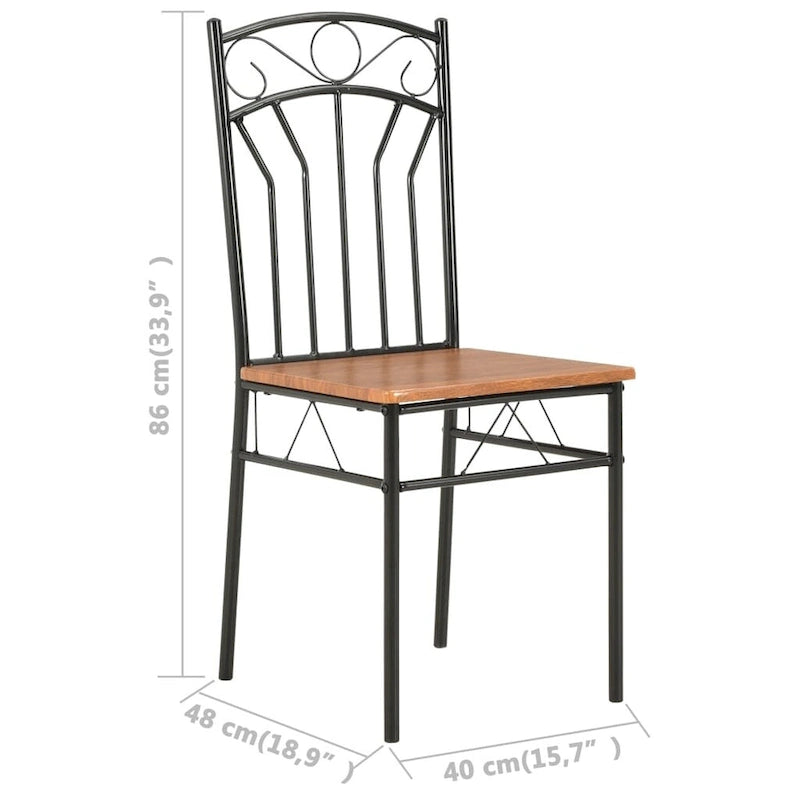 Brown & Black Mid-Century Dining Chairs, Set of 2