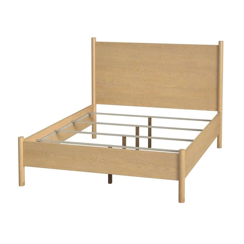 Rounded Leg Platform Bed – Soft Brown / Natural | Queen & King | Sleeps 2