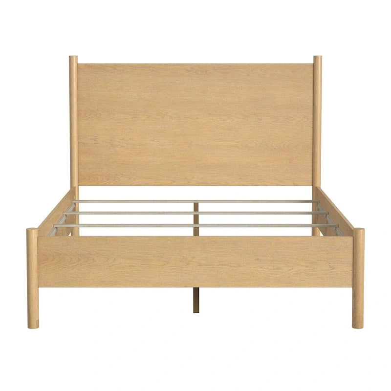 Rounded Leg Platform Bed – Soft Brown / Natural | Queen & King | Sleeps 2