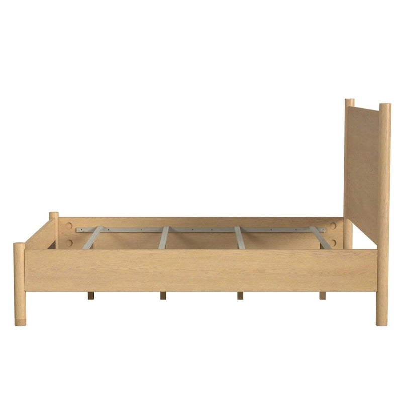 Rounded Leg Platform Bed – Soft Brown / Natural | Queen & King | Sleeps 2
