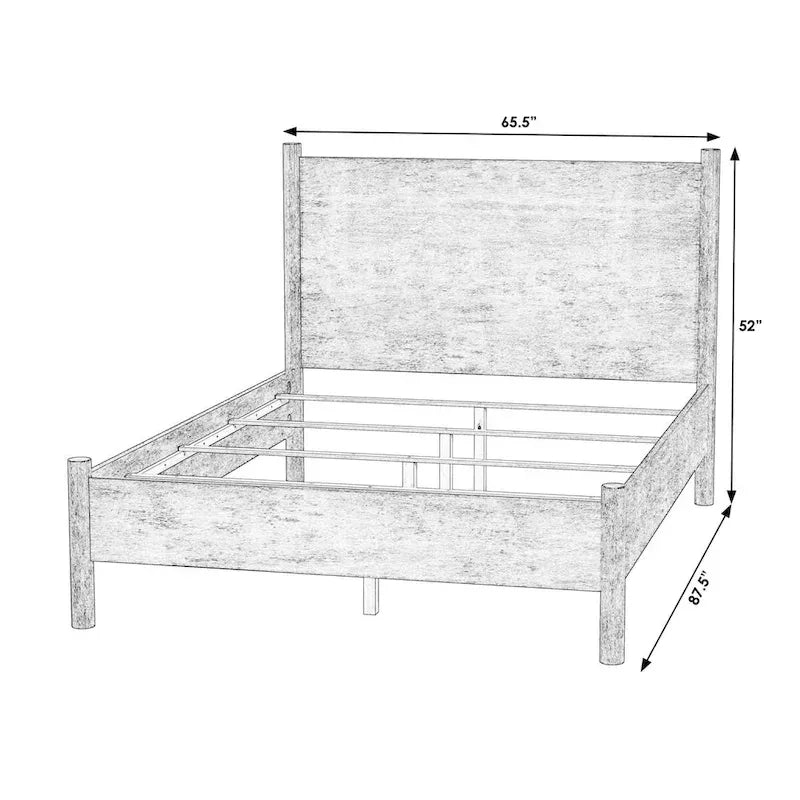 Rounded Leg Platform Bed – Soft Brown / Natural | Queen & King | Sleeps 2