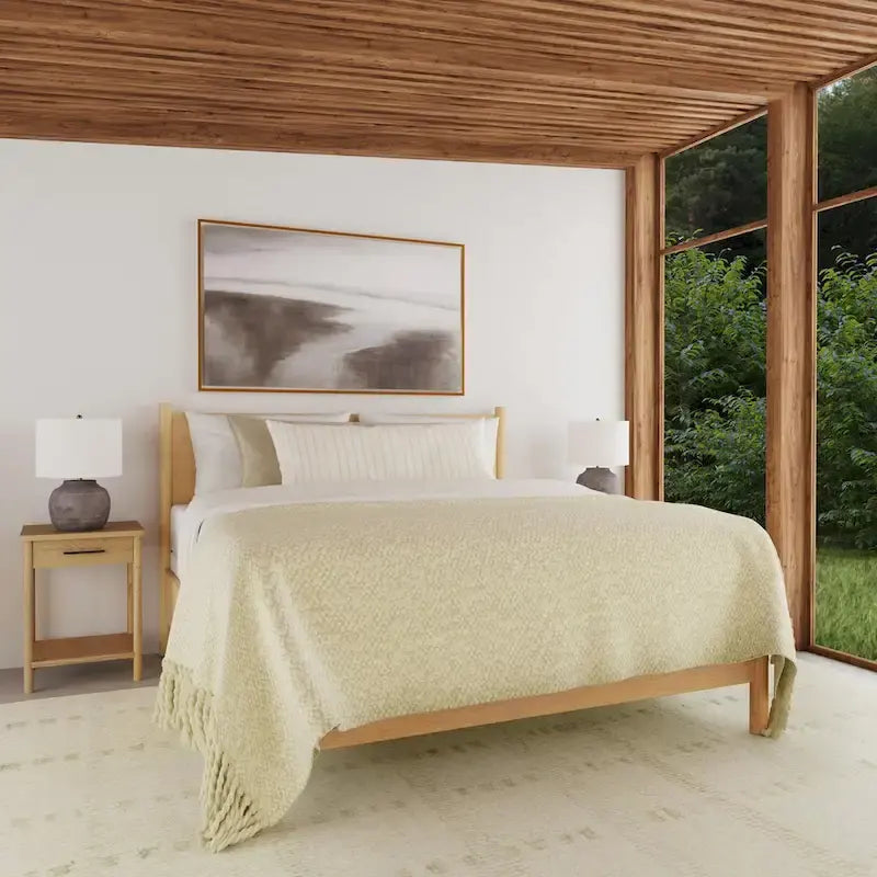 Rounded Leg Platform Bed – Soft Brown / Natural | Queen & King | Sleeps 2