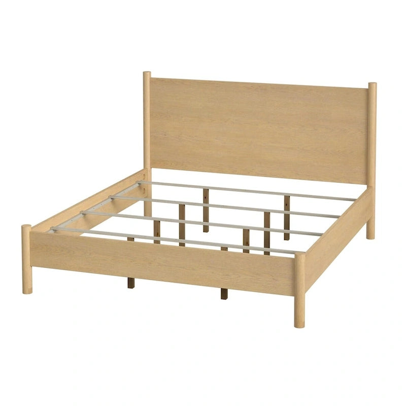 Rounded Leg Platform Bed – Soft Brown / Natural | Queen & King | Sleeps 2