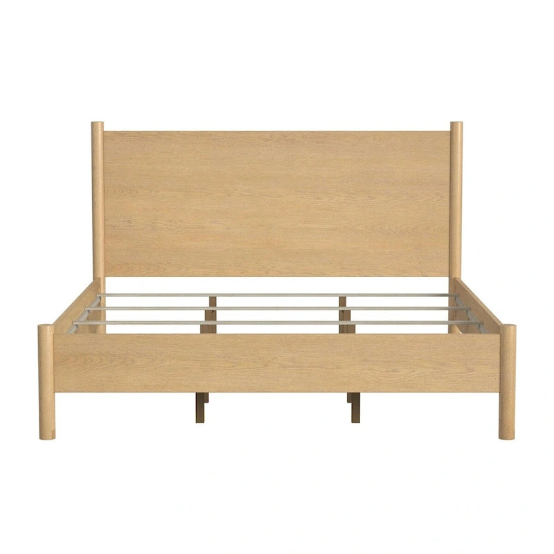 Rounded Leg Platform Bed – Soft Brown / Natural | Queen & King | Sleeps 2