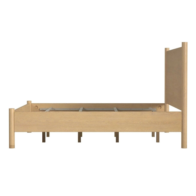 Rounded Leg Platform Bed – Soft Brown / Natural | Queen & King | Sleeps 2