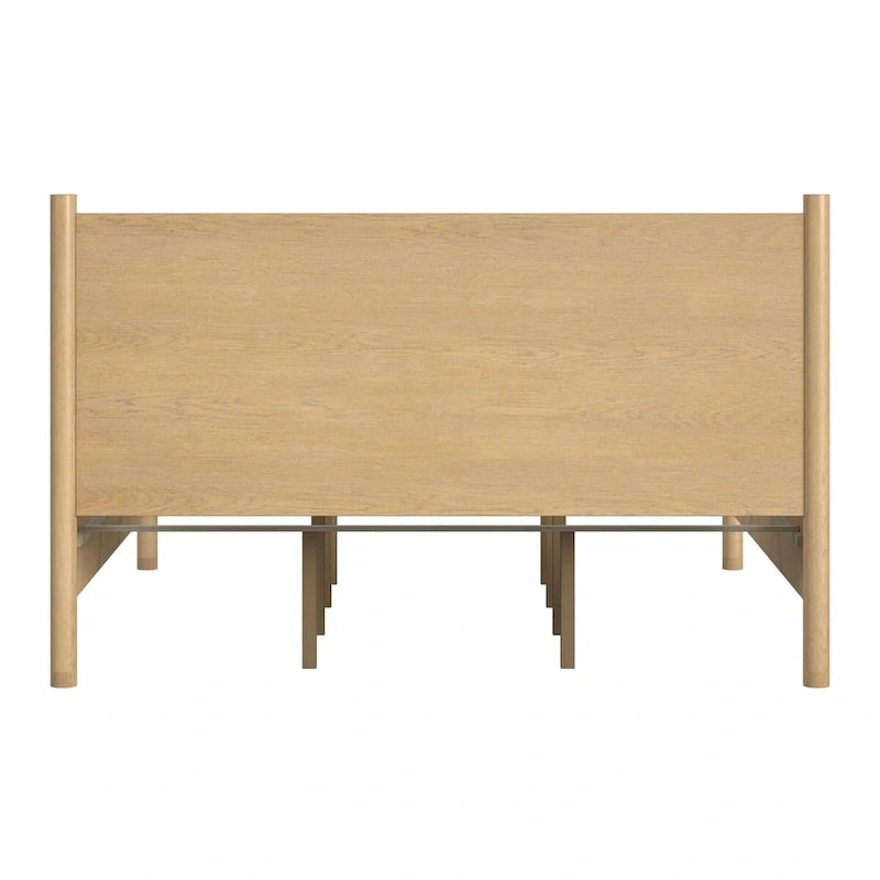 Rounded Leg Platform Bed – Soft Brown / Natural | Queen & King | Sleeps 2