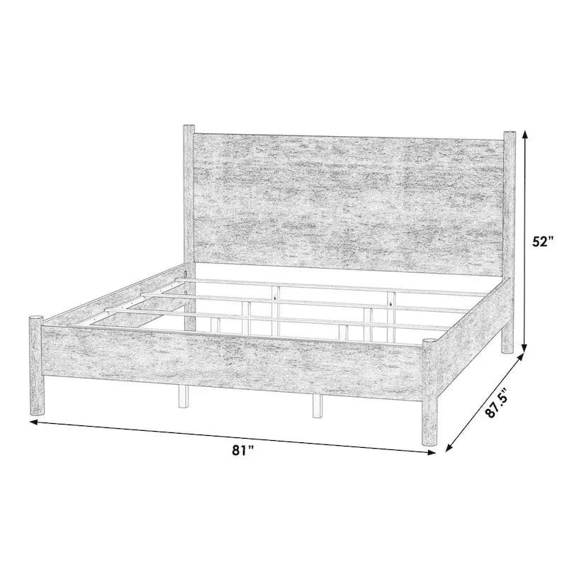 Rounded Leg Platform Bed – Soft Brown / Natural | Queen & King | Sleeps 2