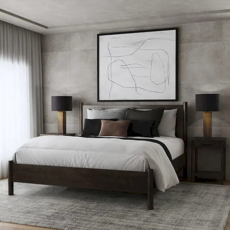 Rounded Leg Platform Bed – Soft Brown / Natural | Queen & King | Sleeps 2