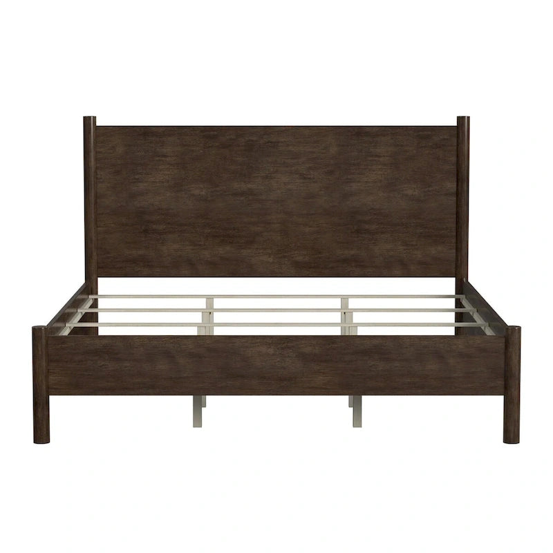 Rounded Leg Platform Bed – Soft Brown / Natural | Queen & King | Sleeps 2