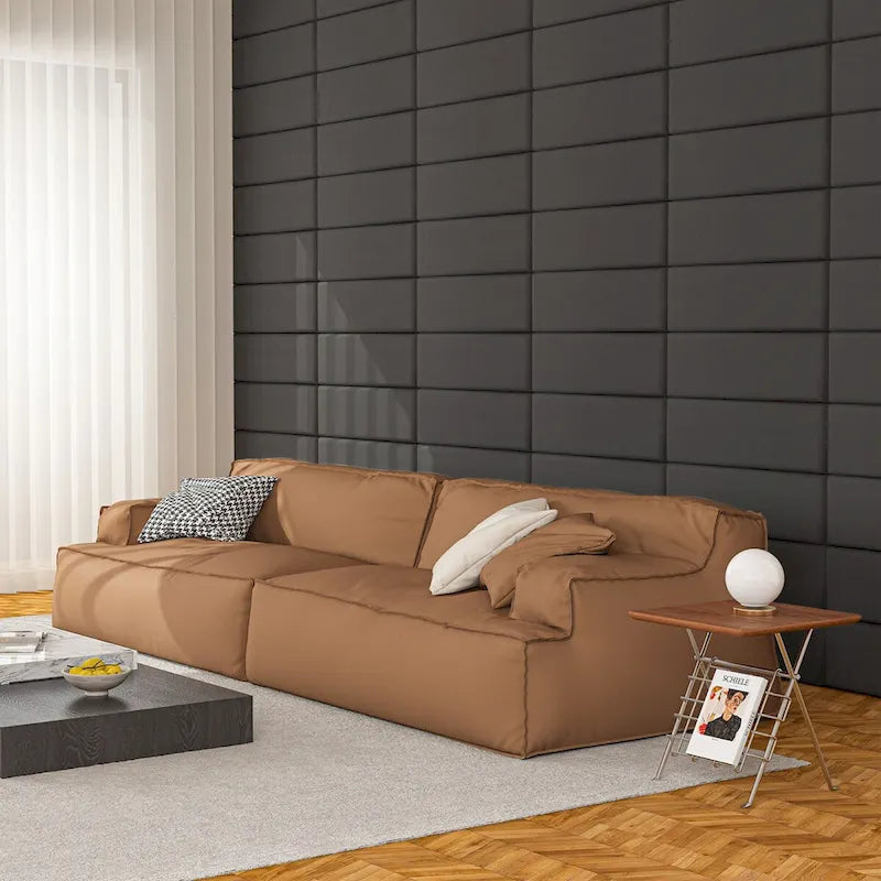 Velvet Upholstered Peel-and-Stick Wall Panels, Pack of 12 – Smoky Gray / Stone / Pearl, Solo Install