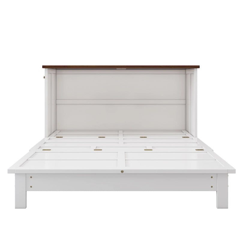 Natural Pine Murphy Bed Chest with Charging Station & Storage Drawer | Queen / Full | Sleeps 1