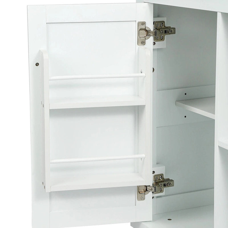 Rolling Kitchen Island Cart with Drop-Leaf – White / Blue / Black, 1-Person Use