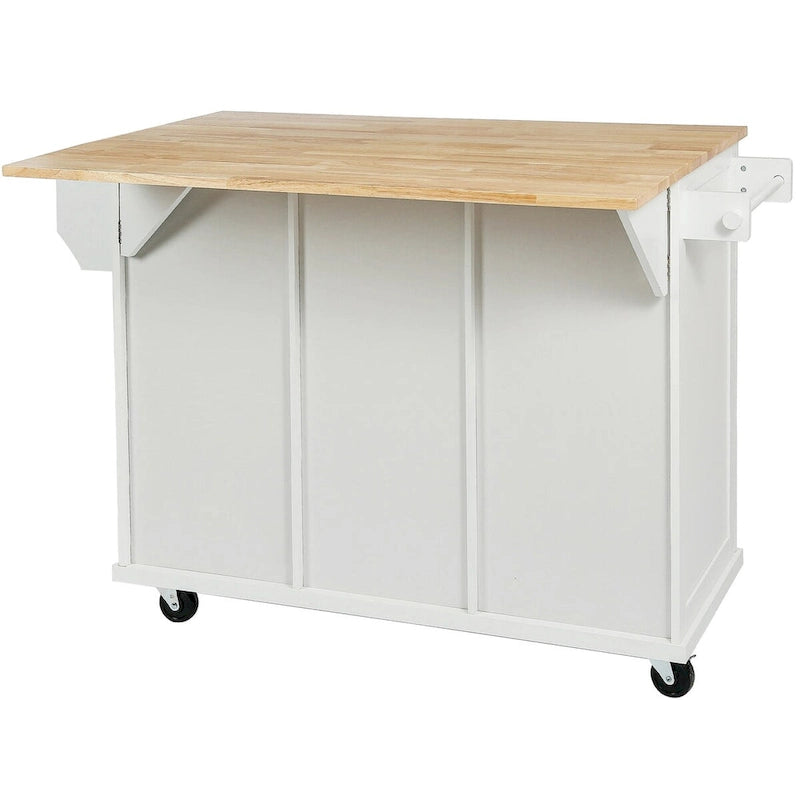 Rolling Kitchen Island Cart with Drop-Leaf – White / Blue / Black, 1-Person Use