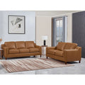Brown Top-Grain Leather Sofa & Loveseat Set, 2-Piece