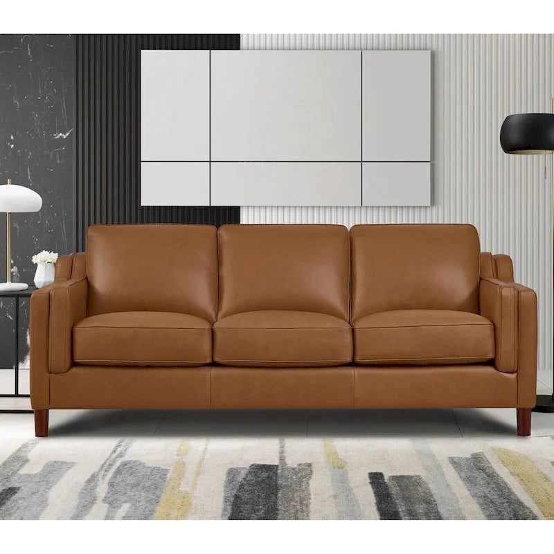 Brown Top-Grain Leather Sofa & Loveseat Set, 2-Piece