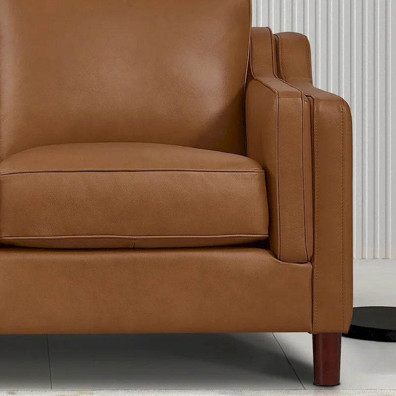 Brown Top-Grain Leather Sofa & Loveseat Set, 2-Piece