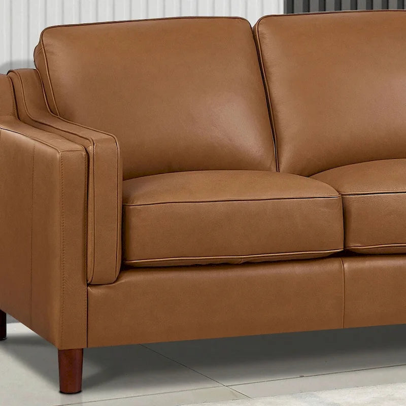 Brown Top-Grain Leather Sofa & Loveseat Set, 2-Piece