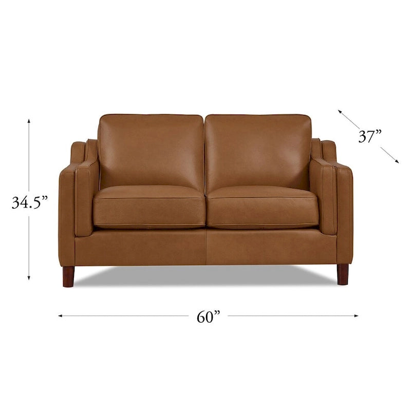 Brown Top-Grain Leather Sofa & Loveseat Set, 2-Piece