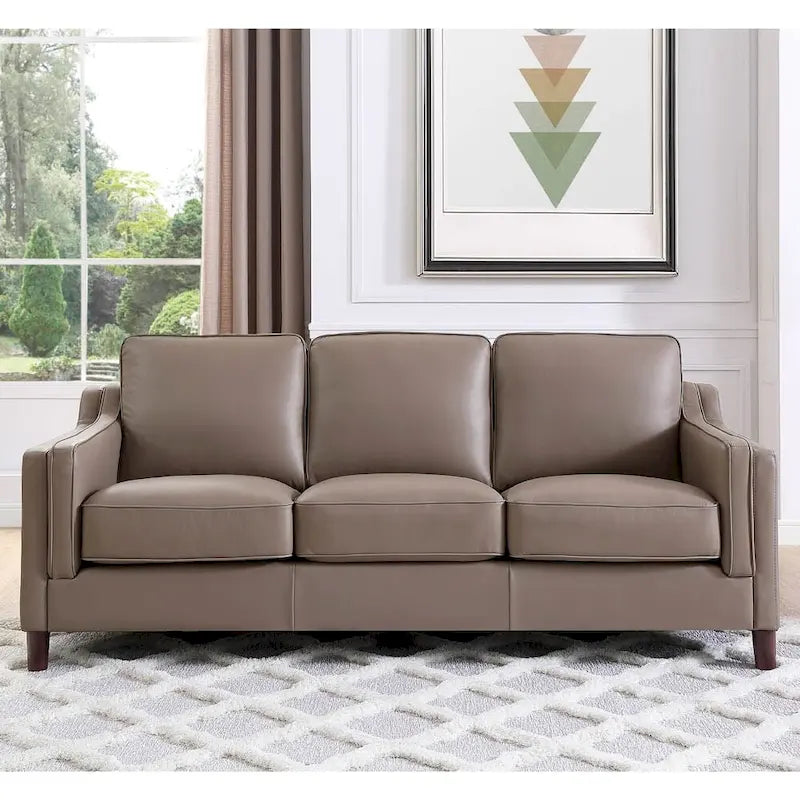 Brown Top-Grain Leather Sofa & Loveseat Set, 2-Piece