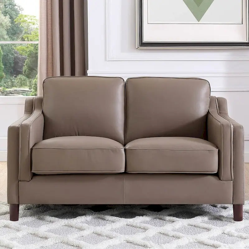 Brown Top-Grain Leather Sofa & Loveseat Set, 2-Piece