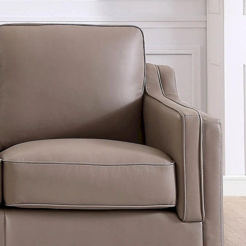 Brown Top-Grain Leather Sofa & Loveseat Set, 2-Piece