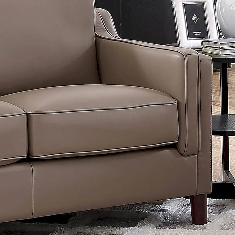 Brown Top-Grain Leather Sofa & Loveseat Set, 2-Piece