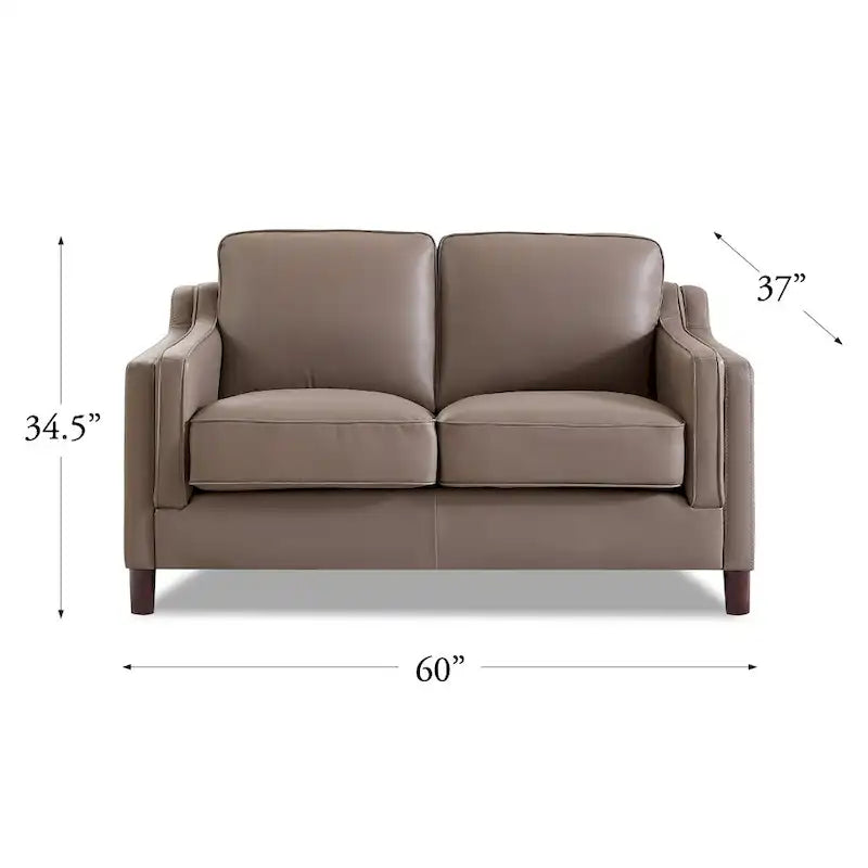 Brown Top-Grain Leather Sofa & Loveseat Set, 2-Piece
