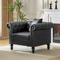 Black / Camel / Navy Traditional PU Leather Armchair with Nailhead Trim – Single Seat