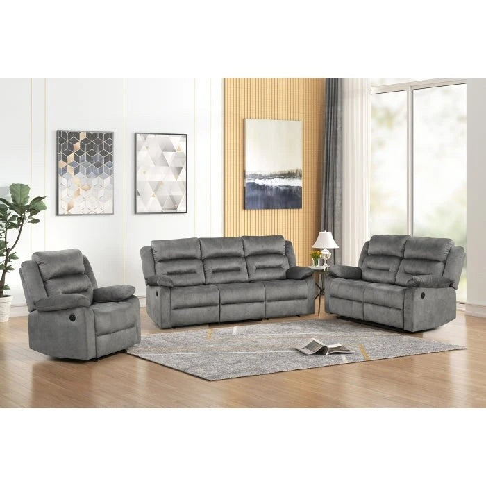 Tan / Grey Power Reclining 3-Piece Sofa Set (Seats 3)