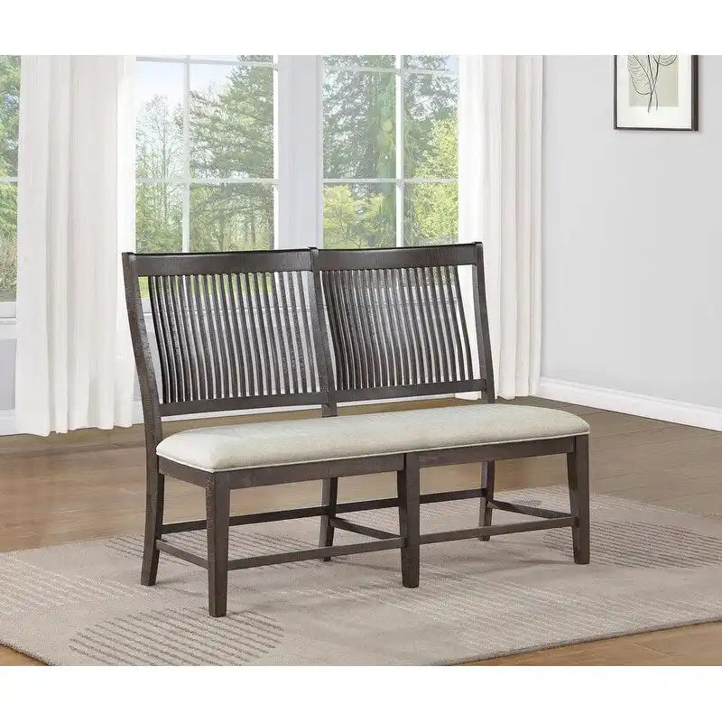 Brown/Beige Rustic Dining Bench – Linen Fabric, 2 or 3 Seater
