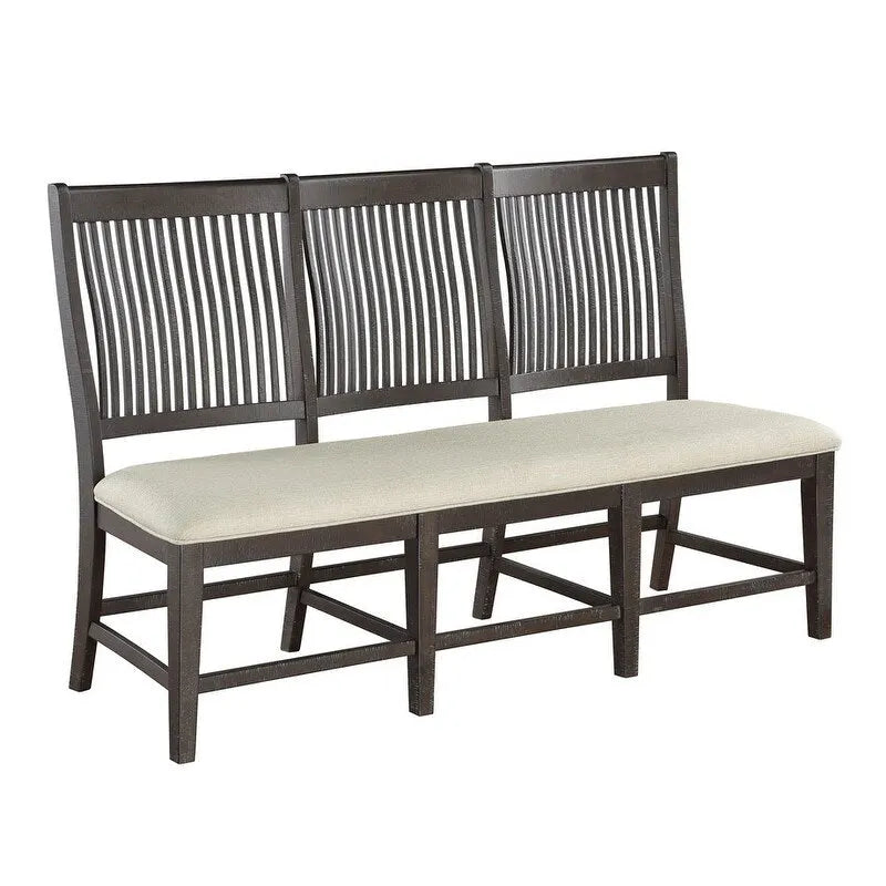 Brown/Beige Rustic Dining Bench – Linen Fabric, 2 or 3 Seater