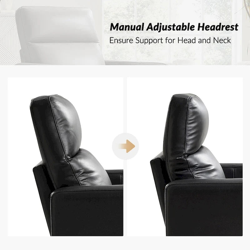 Navy / Grey / Black Genuine Leather Swivel Rocker Recliner – Set of 2