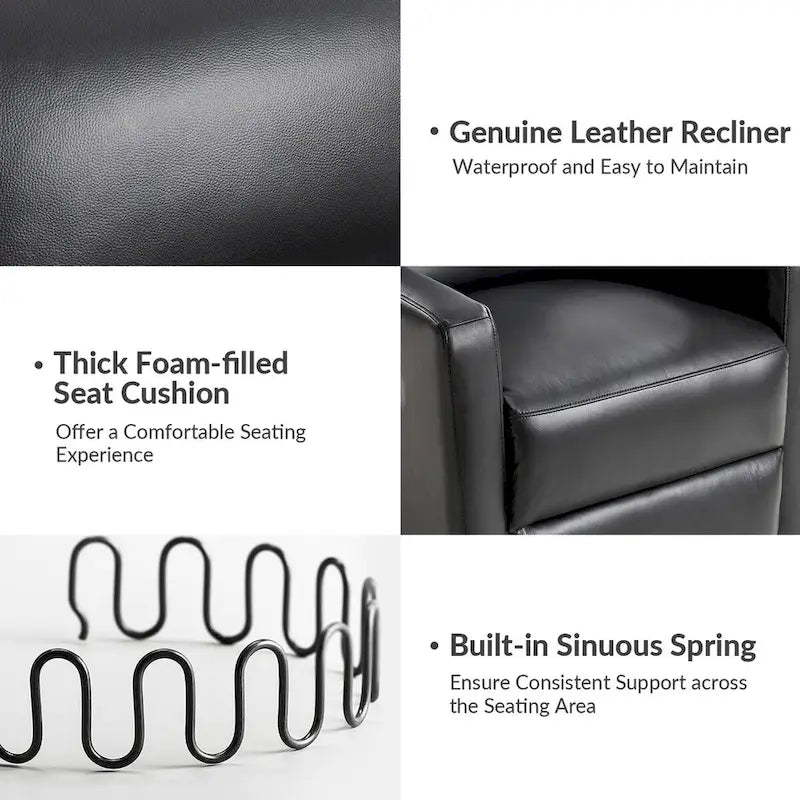 Navy / Grey / Black Genuine Leather Swivel Rocker Recliner – Set of 2
