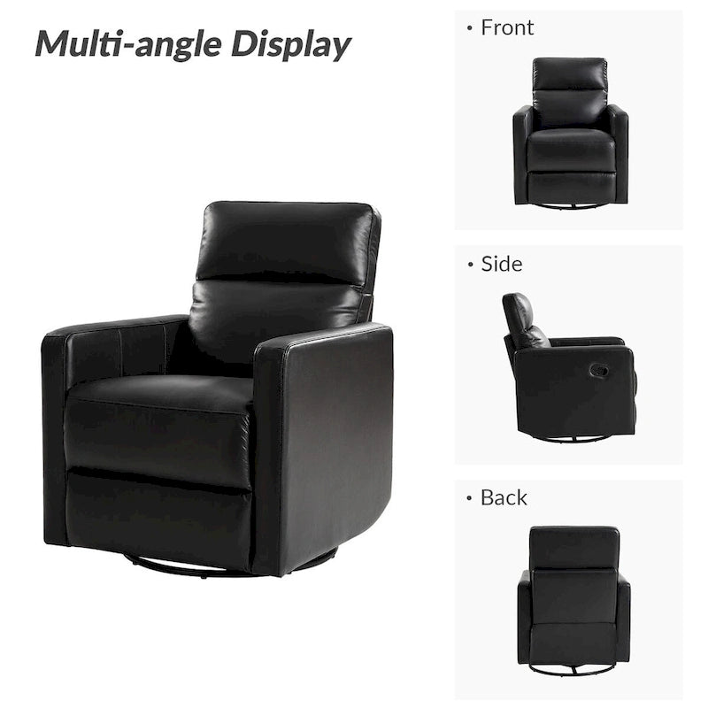 Navy / Grey / Black Genuine Leather Swivel Rocker Recliner – Set of 2
