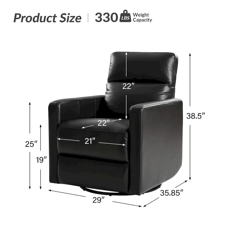 Navy / Grey / Black Genuine Leather Swivel Rocker Recliner – Set of 2