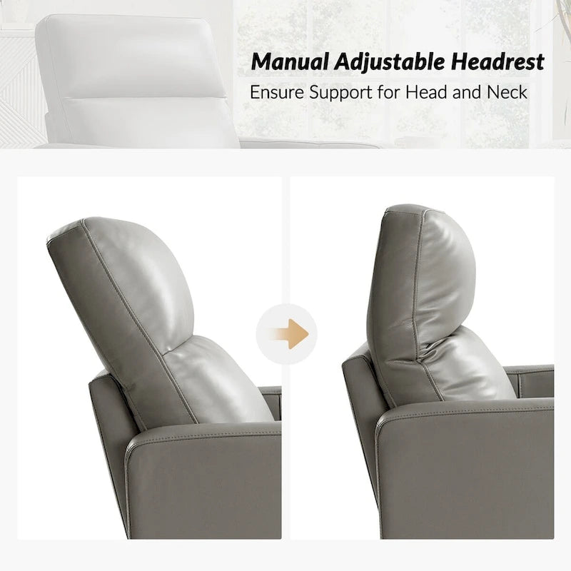 Navy / Grey / Black Genuine Leather Swivel Rocker Recliner – Set of 2