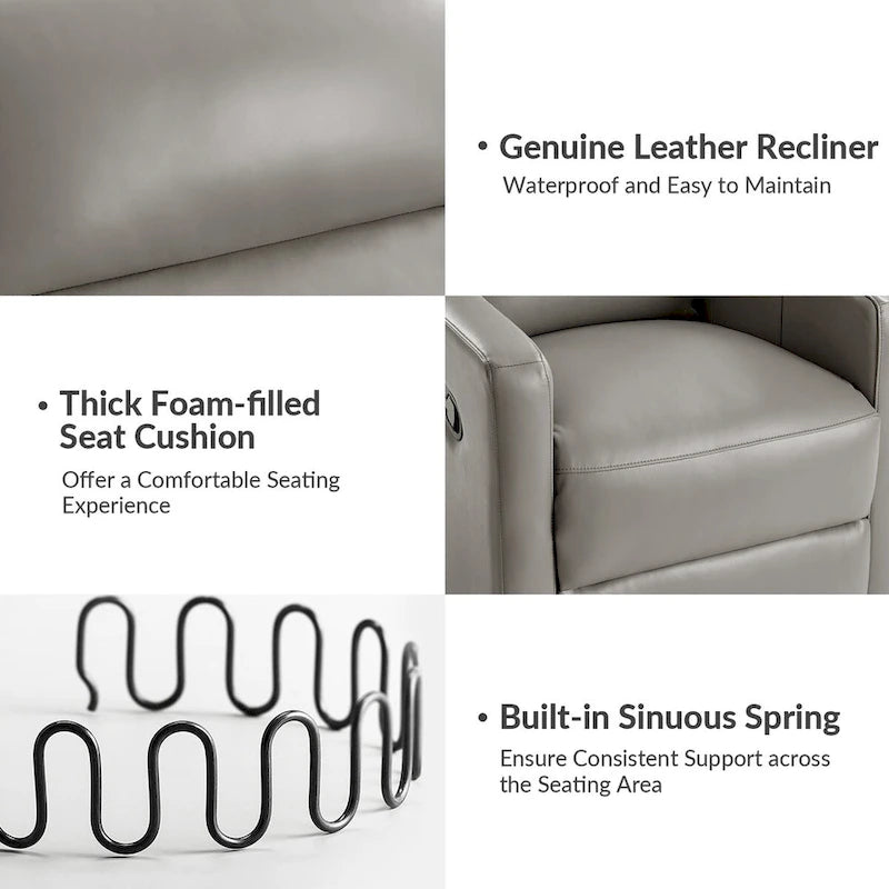 Navy / Grey / Black Genuine Leather Swivel Rocker Recliner – Set of 2