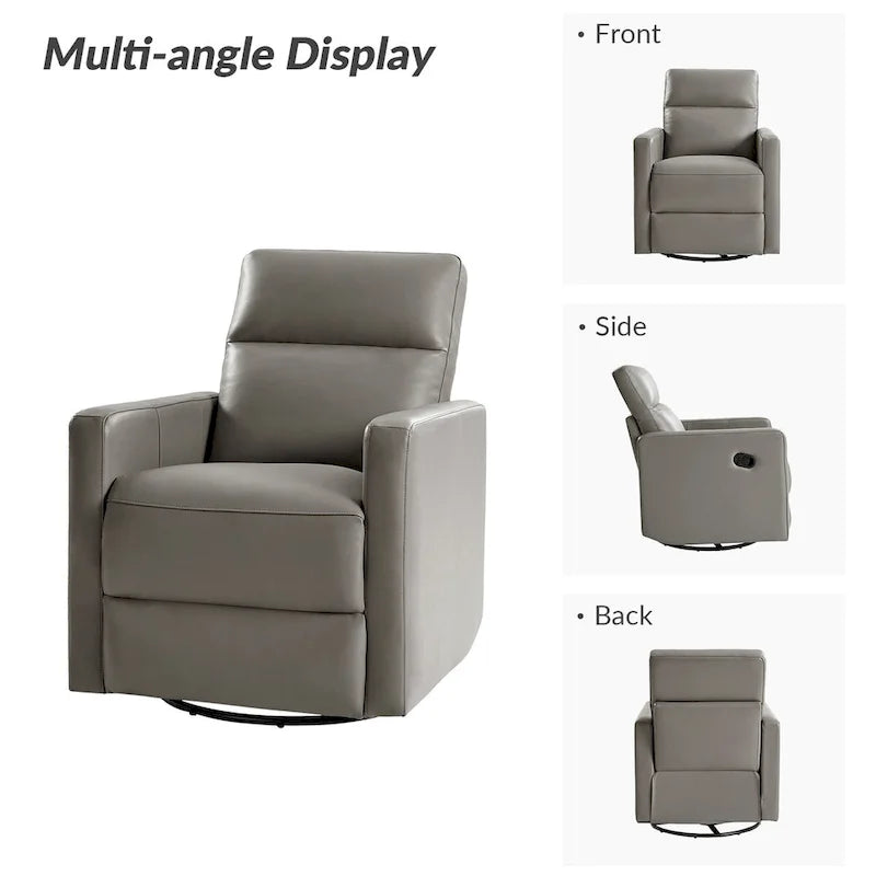 Navy / Grey / Black Genuine Leather Swivel Rocker Recliner – Set of 2