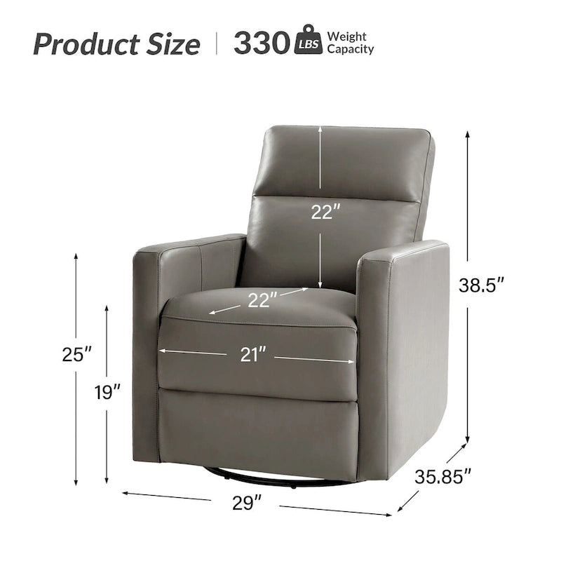 Navy / Grey / Black Genuine Leather Swivel Rocker Recliner – Set of 2