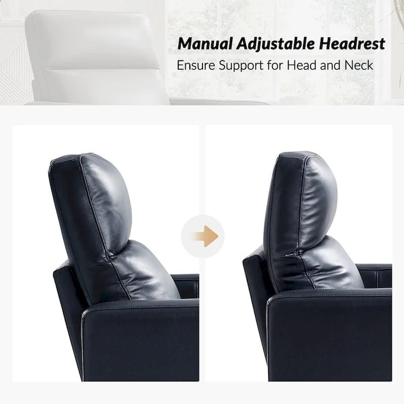 Navy / Grey / Black Genuine Leather Swivel Rocker Recliner – Set of 2