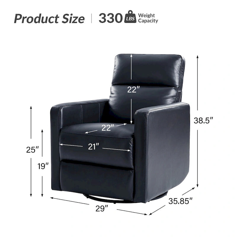 Navy / Grey / Black Genuine Leather Swivel Rocker Recliner – Set of 2
