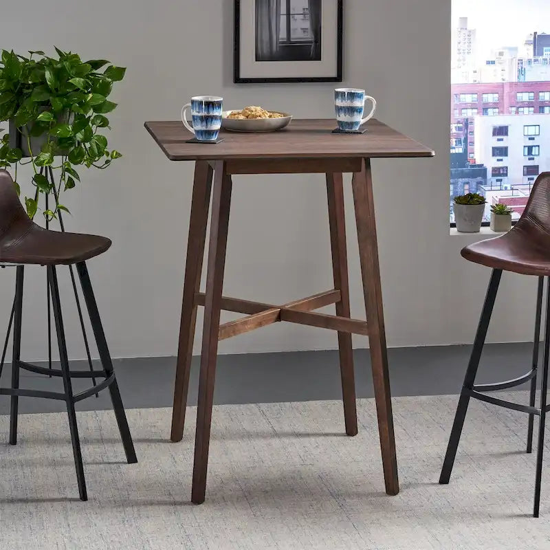 Bar Height Dining Table 42" | Walnut / Grey+Black / Cement Grey | Seats 2 | Rubberwood Legs