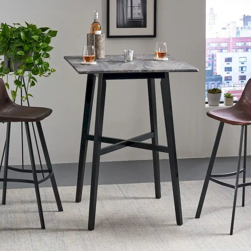 Bar Height Dining Table 42" | Walnut / Grey+Black / Cement Grey | Seats 2 | Rubberwood Legs