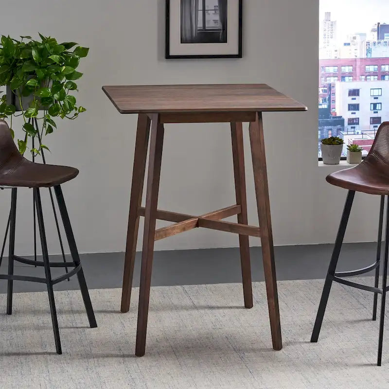 Bar Height Dining Table 42" | Walnut / Grey+Black / Cement Grey | Seats 2 | Rubberwood Legs