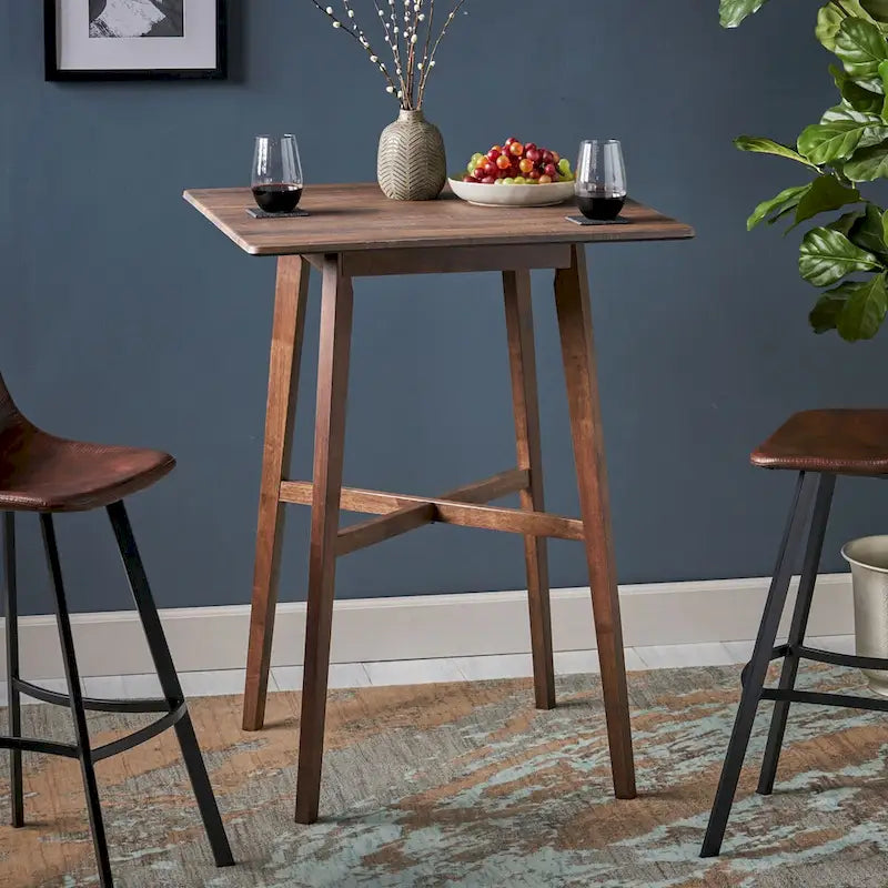 Bar Height Dining Table 42" | Walnut / Grey+Black / Cement Grey | Seats 2 | Rubberwood Legs