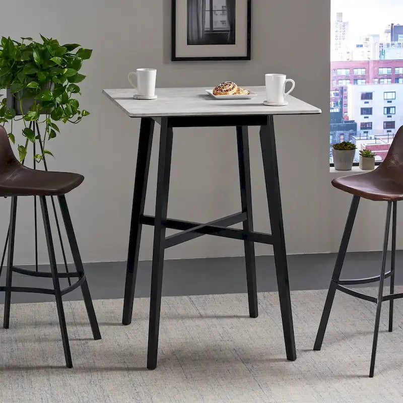 Bar Height Dining Table 42" | Walnut / Grey+Black / Cement Grey | Seats 2 | Rubberwood Legs