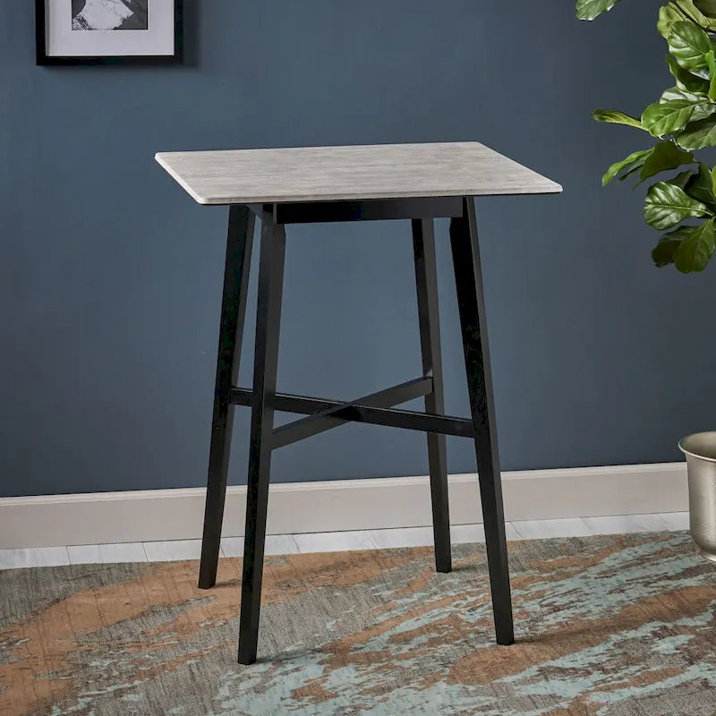 Bar Height Dining Table 42" | Walnut / Grey+Black / Cement Grey | Seats 2 | Rubberwood Legs