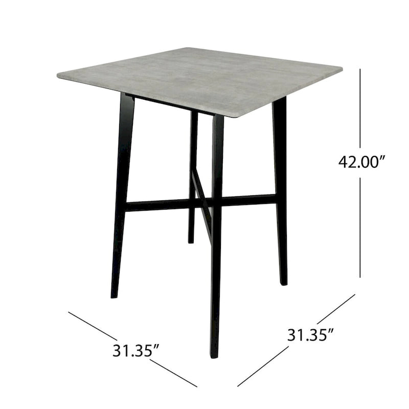 Bar Height Dining Table 42" | Walnut / Grey+Black / Cement Grey | Seats 2 | Rubberwood Legs