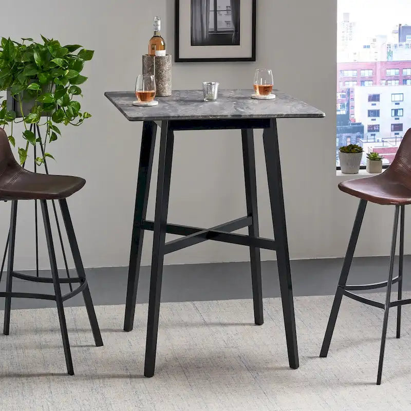 Bar Height Dining Table 42" | Walnut / Grey+Black / Cement Grey | Seats 2 | Rubberwood Legs